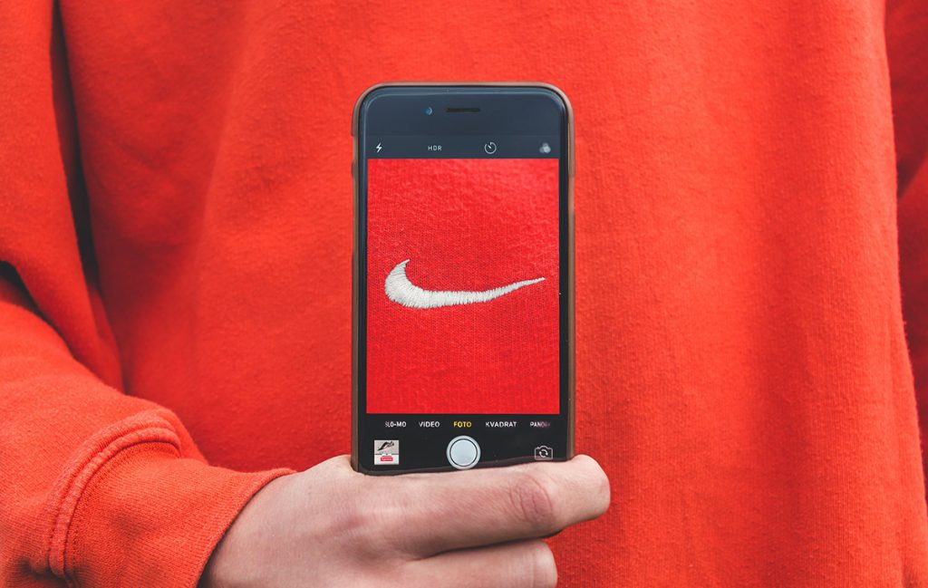 nike logo on phonescreen